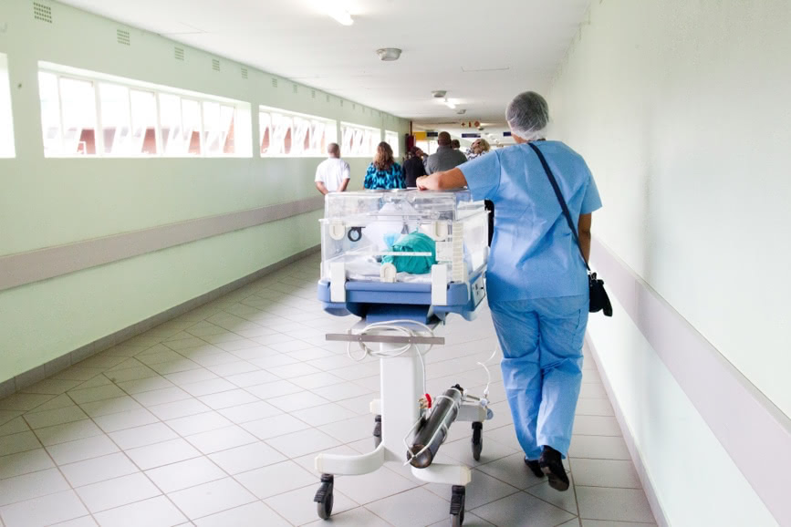 Photograph of a hospital corridor